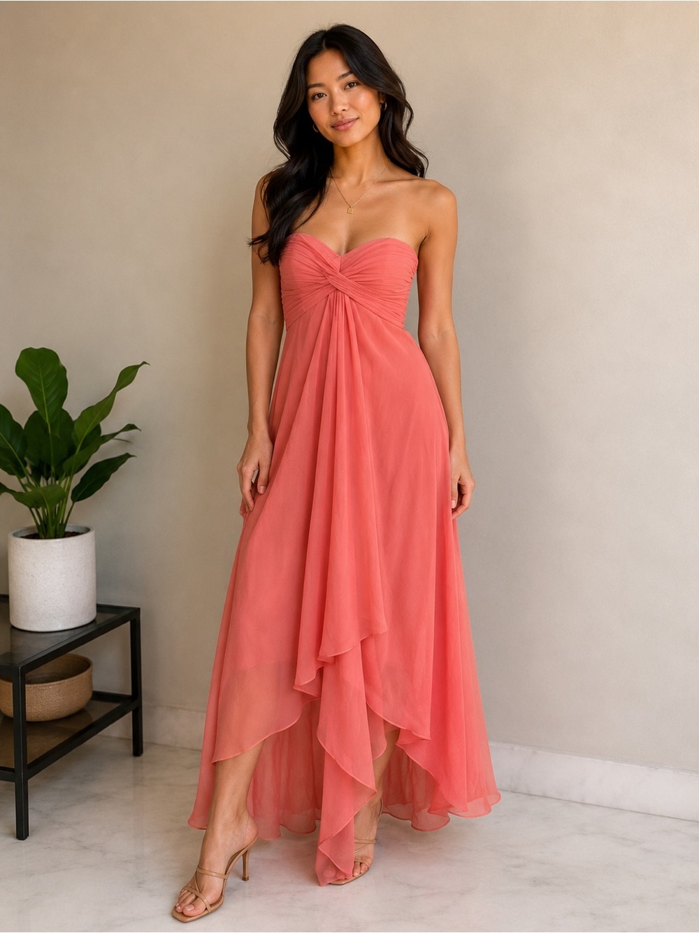 Apt. 9 Vibrant coral pink Crochet Accent dress Sz 4